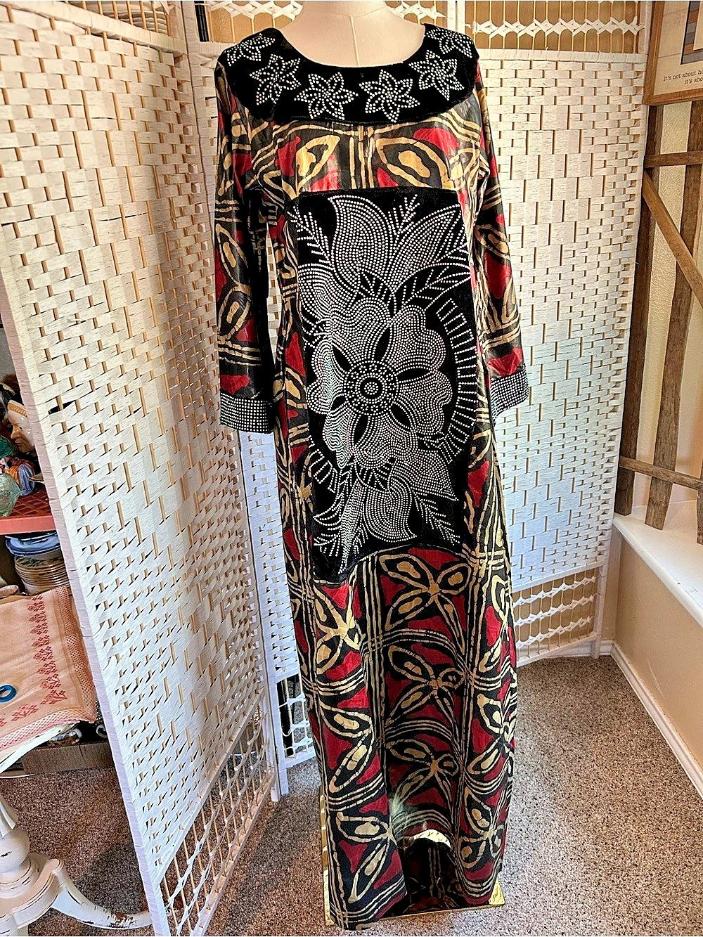 Traditional West African BuBu Gown Maxi Dress Ankara Wax Print Ladies Elegant L